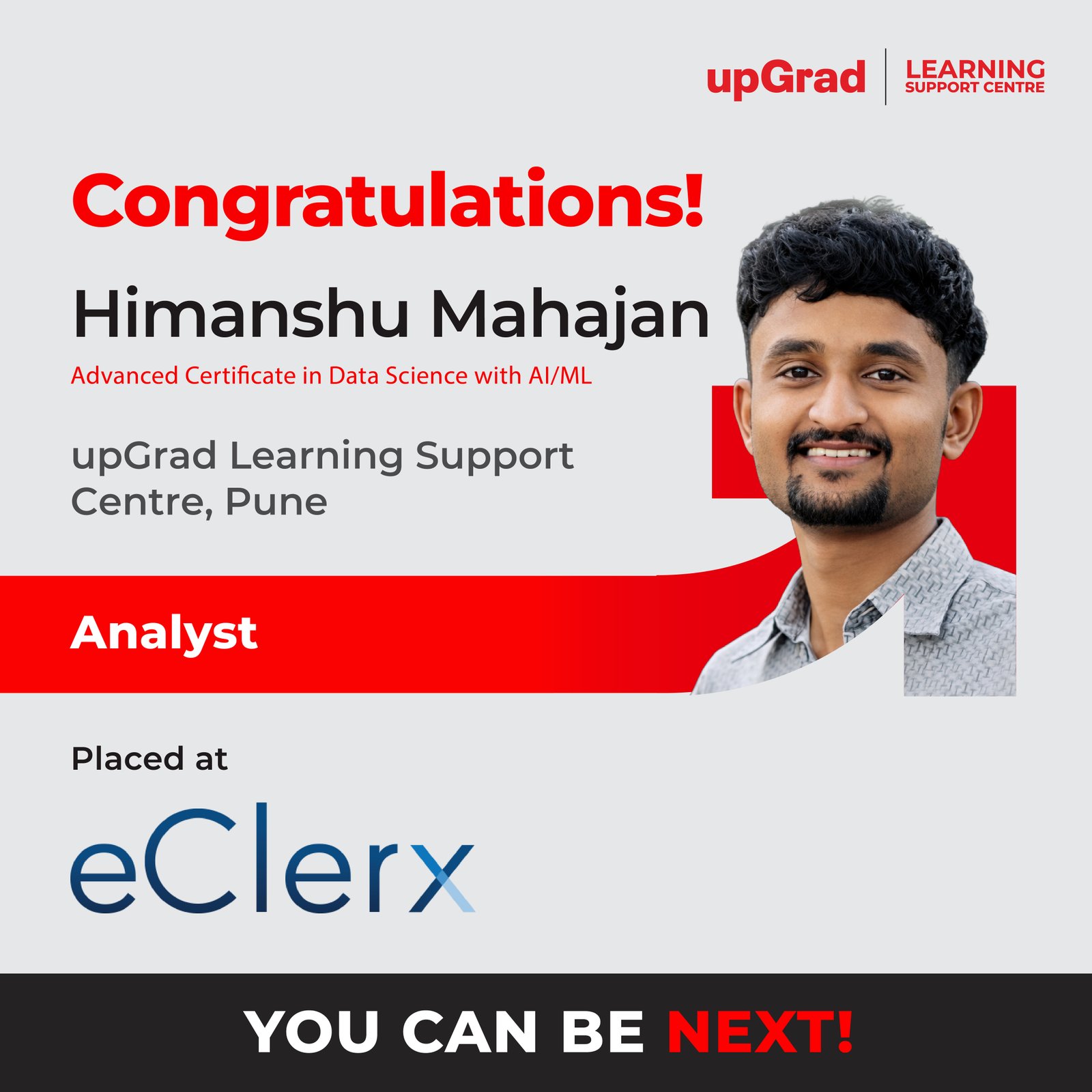 Himanshu Mahajan placed at eClerx